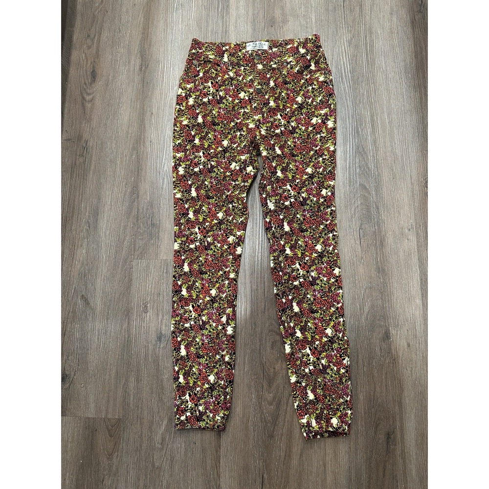 Free People Sun Chaser Floral High Rise Cord Corduroy Pants Size 26